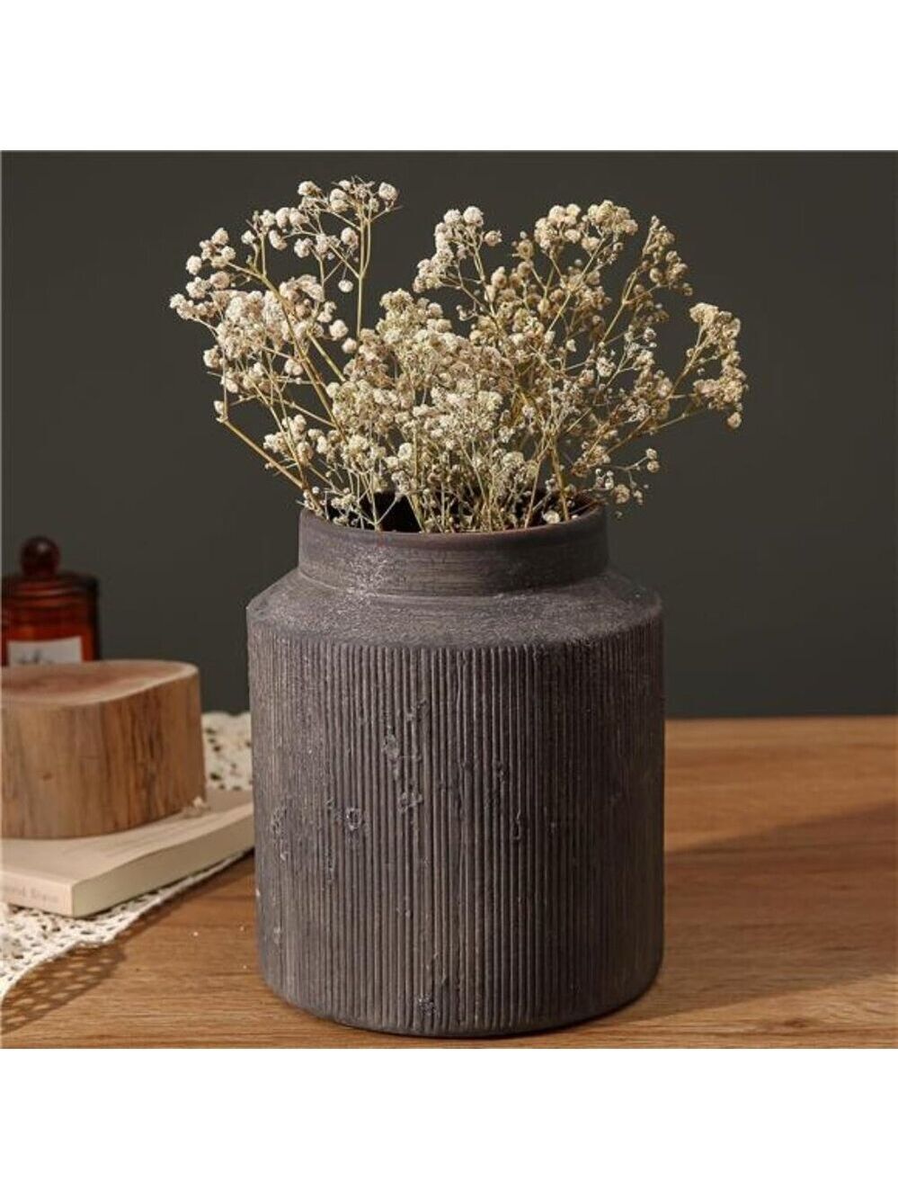 Terracotta Rustic Ceramic Vase Farmhouse Decor for Table Shelf Living Room